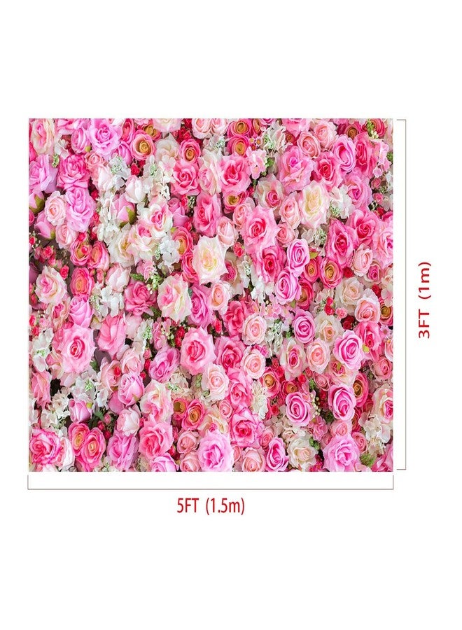 XLL 3D Pink Rose Flower Theme Photo Background Wedding Bridal Newborn Shower Birthday Party Photography Backdrops Banner Decor Supplies Anniversary Ceremony Couple Studio Props 5x3ft Vinyl - Image 5