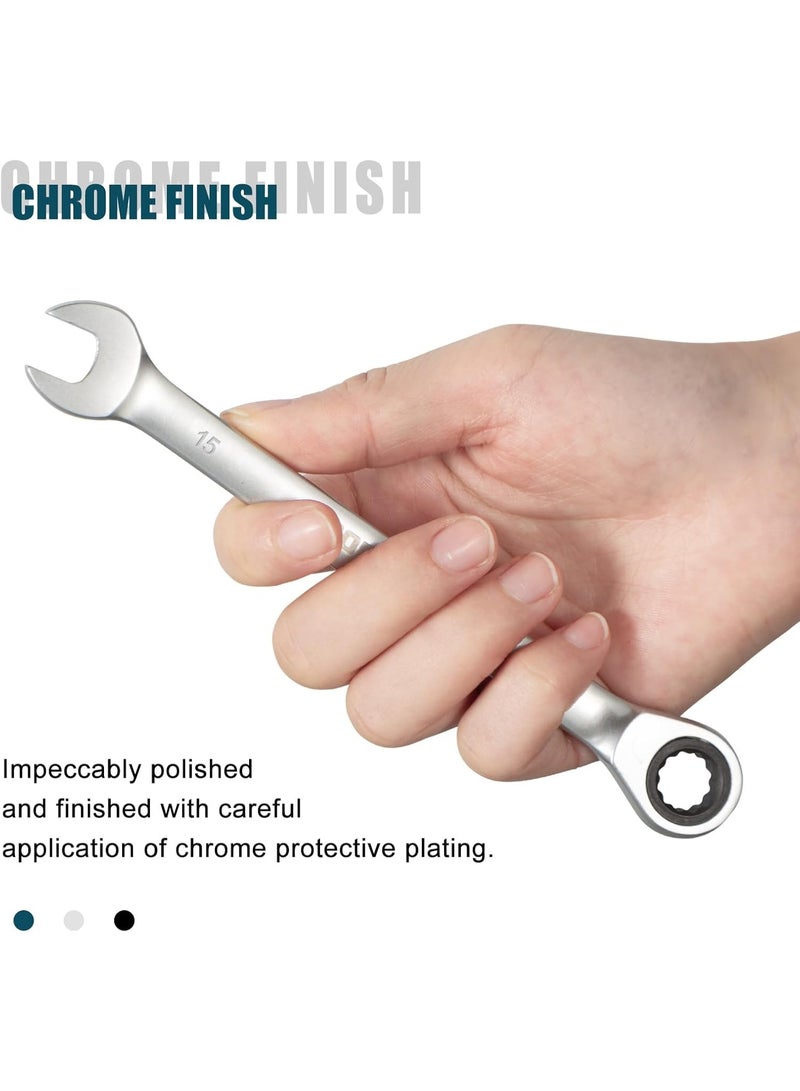 SORAKO Ratchet Spanner 15 mm, Combination Spanner Fixed Head Ratchet Spanner Combination Wrench - Image 2