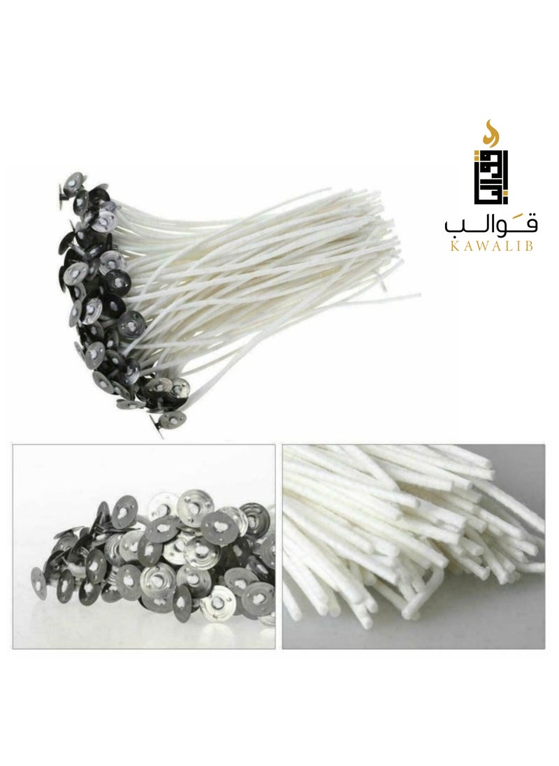 KAWALIB Pre Waxed Tabbed Natural Cotton Candle Wicks With Metal Tabs For Candle Making 50 PCS In Different Length That Meet Your Needs  - Image 2