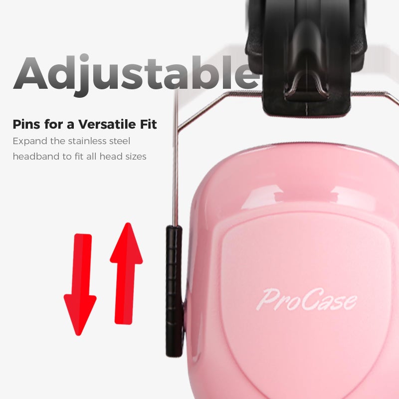 ProCase Noise Reduction Ear Muffs, Sound Proof Ear Protection, NRR 28dB Noise Cancelling Headphones for Adults Kids Autism, Hearing Protection for Shooting Gun Range Mowing -Pink - Image 4
