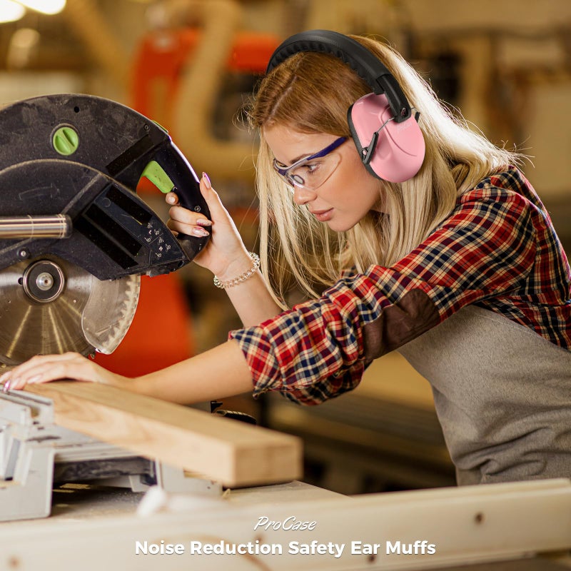 ProCase Noise Reduction Ear Muffs, Sound Proof Ear Protection, NRR 28dB Noise Cancelling Headphones for Adults Kids Autism, Hearing Protection for Shooting Gun Range Mowing -Pink - Image 2