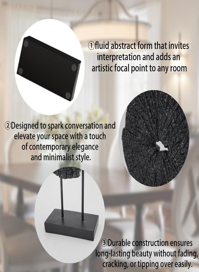 LC LCdecohome Black Art Modern Abstract Sculpture - Solid Black Art Sculpture for Home Décor Minimalist Decorative Statue for Living Room Office Desk Shelf Handcrafted Art Piece 7.25 * 2.5 * 12 Inch - Image 4