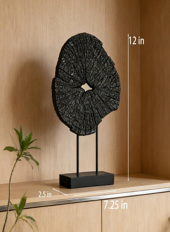 LC LCdecohome Black Art Modern Abstract Sculpture - Solid Black Art Sculpture for Home Décor Minimalist Decorative Statue for Living Room Office Desk Shelf Handcrafted Art Piece 7.25 * 2.5 * 12 Inch - Image 3