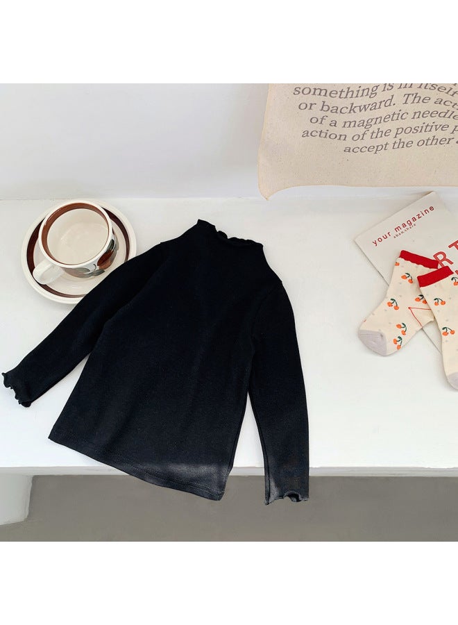 Autum New Girls' T-shirt Pure Color Turtleneck Curled Bottoming Shirt Top Clothing New Kidsren's Clothing Kidsren's T-shirt