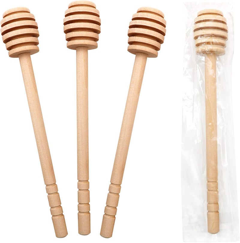 BLUETOP 20PCS Wooden Honey Dipper Stick 6 Inch Individually Wrapped Honey Stirrer Stick,Honeycomb Sticks,Honey Wand for Honey Jar Dispense Drizzle Honey and Wedding Party Favors Gift. - Image 1
