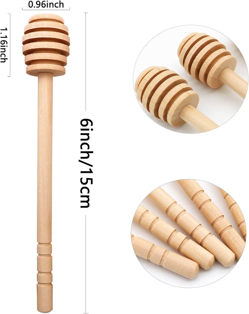 BLUETOP 20PCS Wooden Honey Dipper Stick 6 Inch Individually Wrapped Honey Stirrer Stick,Honeycomb Sticks,Honey Wand for Honey Jar Dispense Drizzle Honey and Wedding Party Favors Gift. - Image 2