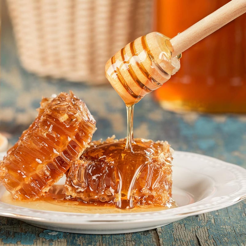 BLUETOP 20PCS Wooden Honey Dipper Stick 6 Inch Individually Wrapped Honey Stirrer Stick,Honeycomb Sticks,Honey Wand for Honey Jar Dispense Drizzle Honey and Wedding Party Favors Gift. - Image 5