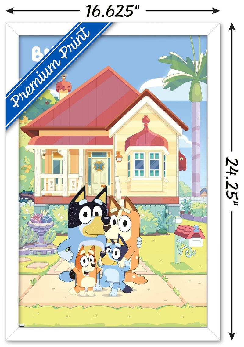 Trends International Bluey - Family Wall Poster, 22.4L x 14.7W, White Framed Version - Image 3