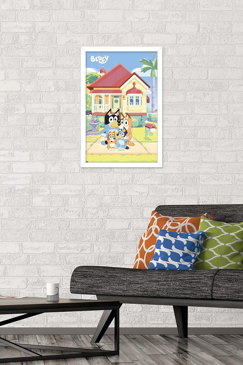 Trends International Bluey - Family Wall Poster, 22.4L x 14.7W, White Framed Version - Image 2