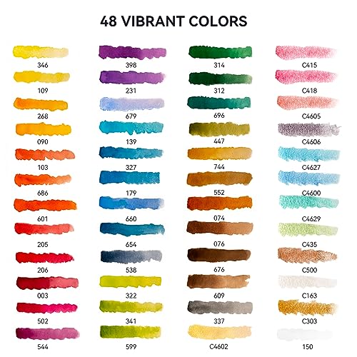 Lightwish MeiLiang Watercolor Paint Set, 36 Standard Colors and 12 Glittery Colors in Exquisite Carrying Box with Metal Ring and Watercolor Brush, Perfect as Art Gift, Suitable for Beginners, Professionals - Image 2