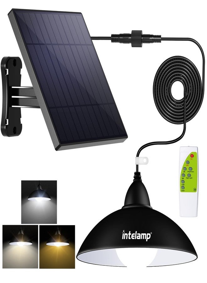 intelamp Solar Pendant Lights, Solar Shed Lights with Remote, 3 Colors, 5M Cable, 4000mAh Solar Powered Indoor Outdoor Lights，Waterproof Outdoor Solar Lights for Storage Yard Porch Balcony (Retro) - Image 1