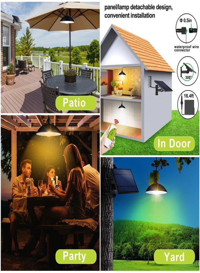 intelamp Solar Pendant Lights, Solar Shed Lights with Remote, 3 Colors, 5M Cable, 4000mAh Solar Powered Indoor Outdoor Lights，Waterproof Outdoor Solar Lights for Storage Yard Porch Balcony (Retro) - Image 4