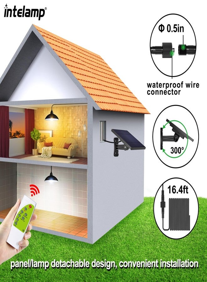 intelamp Solar Pendant Lights, Solar Shed Lights with Remote, 3 Colors, 5M Cable, 4000mAh Solar Powered Indoor Outdoor Lights，Waterproof Outdoor Solar Lights for Storage Yard Porch Balcony (Retro) - Image 5