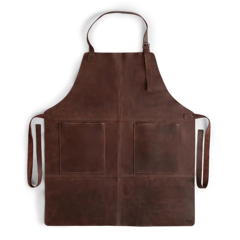 Hide & Drink, Rustic Apron with Large Pockets and Adjustable Straps, Full Grain Leather, Handmade, Bourbon Brown, Unique - Image 2