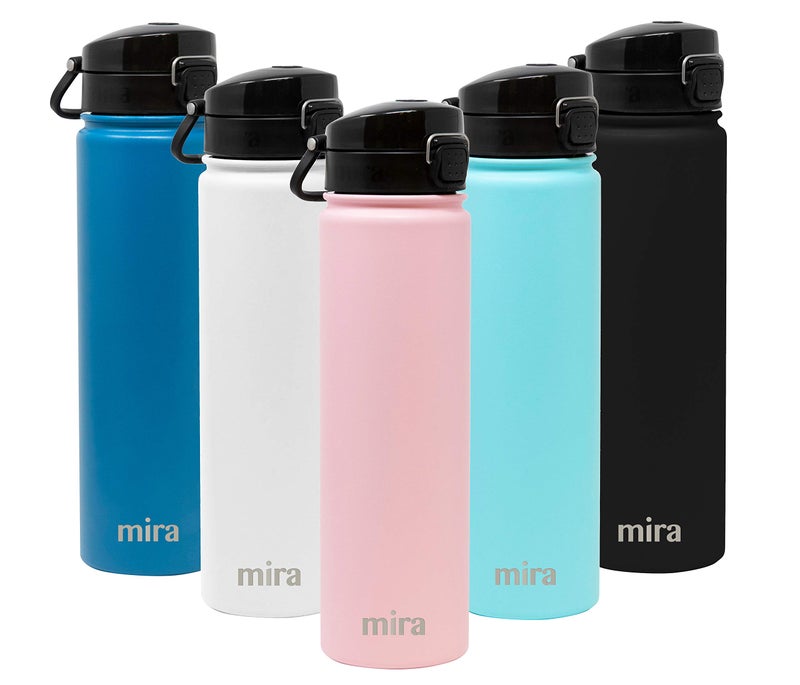 MIRA 24 oz Insulated Water Bottle Stainless Steel Thermo with OneTouch QuickOpen Spout Double Wall Hot Cold 24Hr Cold12Hr Hot Rose Pink