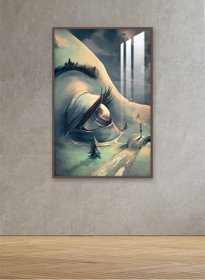 ماركتنا لوحة جدارية120×80سم مع برواز بني وطبقة اكريلك شفاف بتصميم تجريدي - Image 1