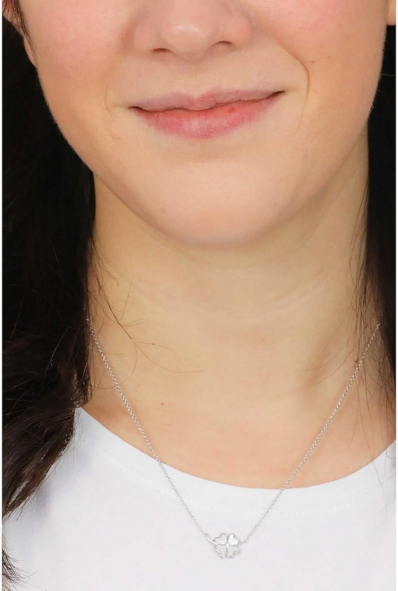 فوسيل قلادة فوسيل النسائية من الفضة الإسترلينية بدون أحجار كريمة، فضية، الطول: ١٦ بوصة + ٢ بوصة - JFS00543040 - Image 2