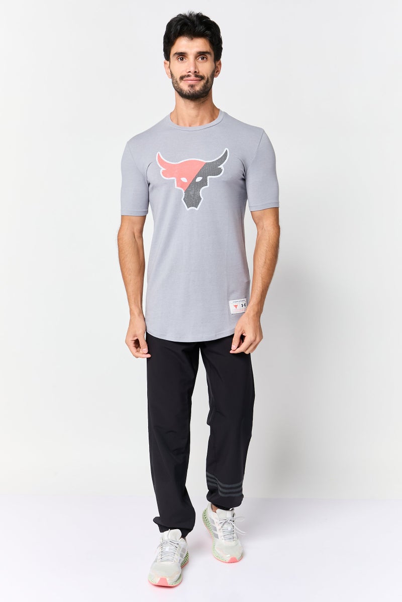 Under Armour x Project Rock Men Loose Fit Short Sleeve Outdoor T-Shirt, Grey - Image 3