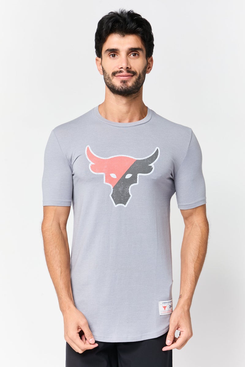 Under Armour x Project Rock Men Loose Fit Short Sleeve Outdoor T-Shirt, Grey - Image 1