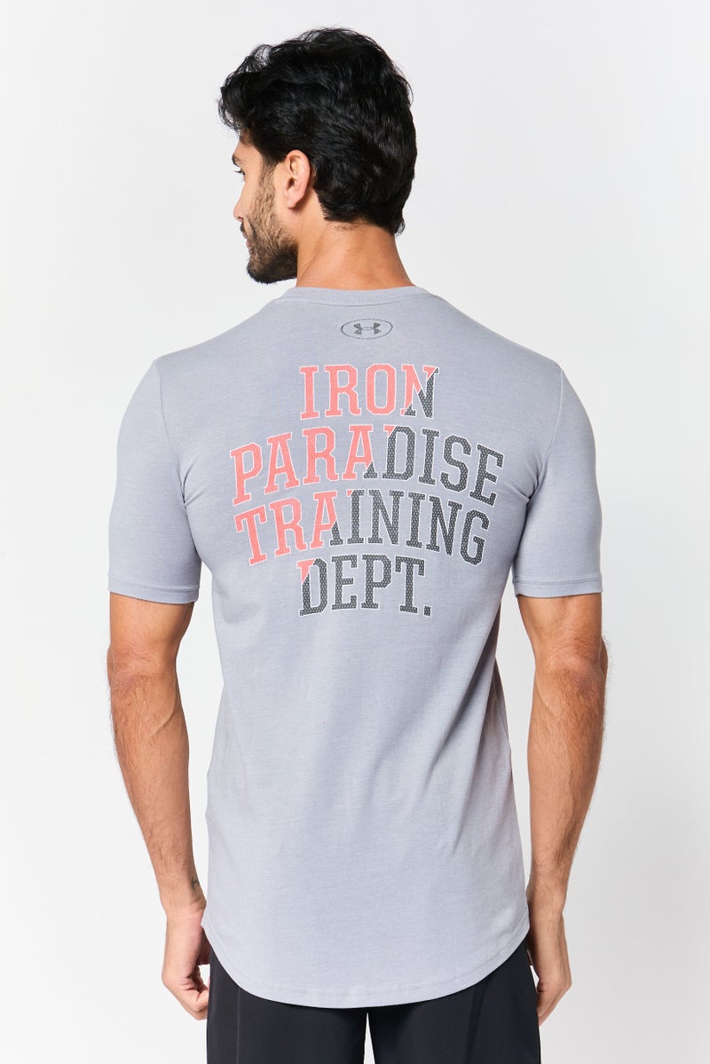 Under Armour x Project Rock Men Loose Fit Short Sleeve Outdoor T-Shirt, Grey - Image 4