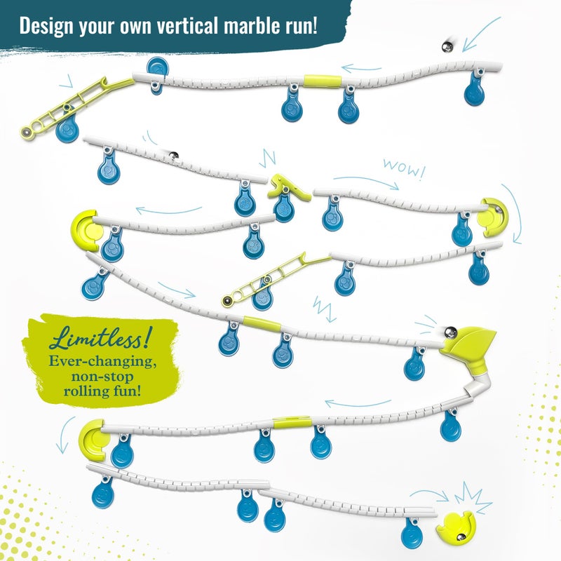 Thames & Kosmos Gecko Run Marble Run Starter Set by Thames & Kosmos, Toy of The Year Winner - 63 Piece Vertical Marble Run, Flexible Tracks | Fast, No-Mess Setup, Residue-Free Nano-Adhesive Pads, Creative Play - Image 2