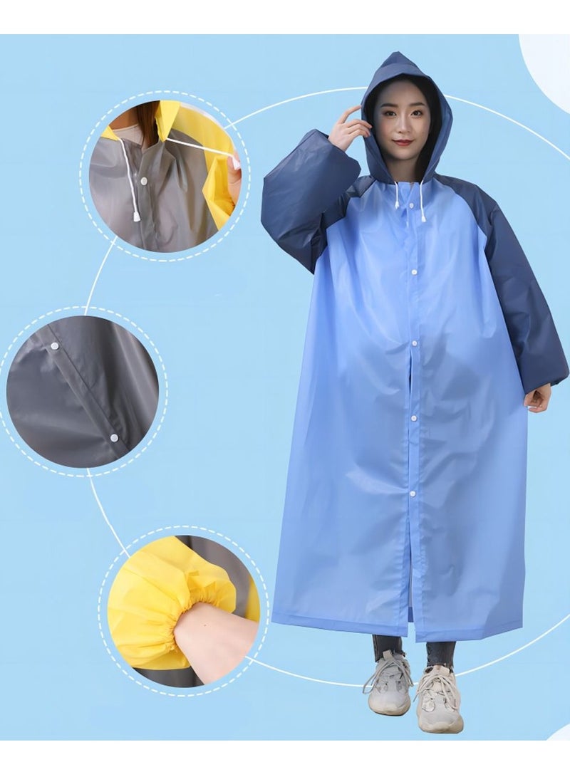 Rain Ponchos Raincoat for Adults Reusable   Fashion Hooded Waterproof Rain Poncho EVA Rain coat Jacket Long Rain Cape for Outdoor for Men Women - Image 3