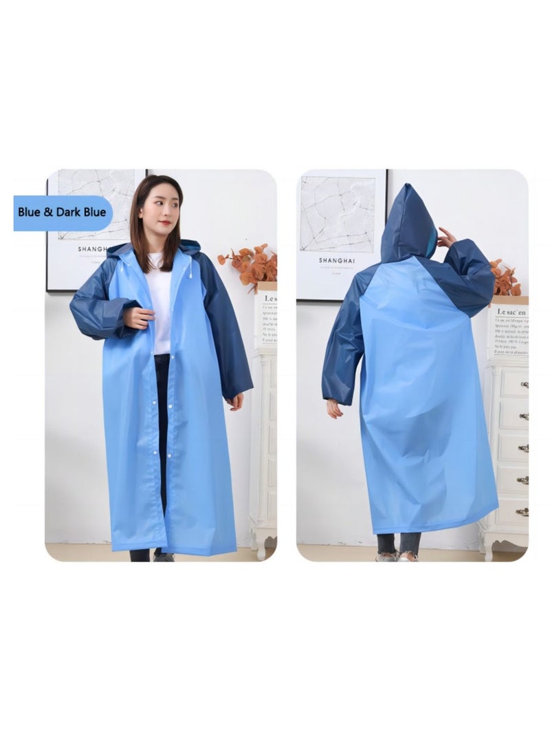 Rain Ponchos Raincoat for Adults Reusable   Fashion Hooded Waterproof Rain Poncho EVA Rain coat Jacket Long Rain Cape for Outdoor for Men Women - Image 2