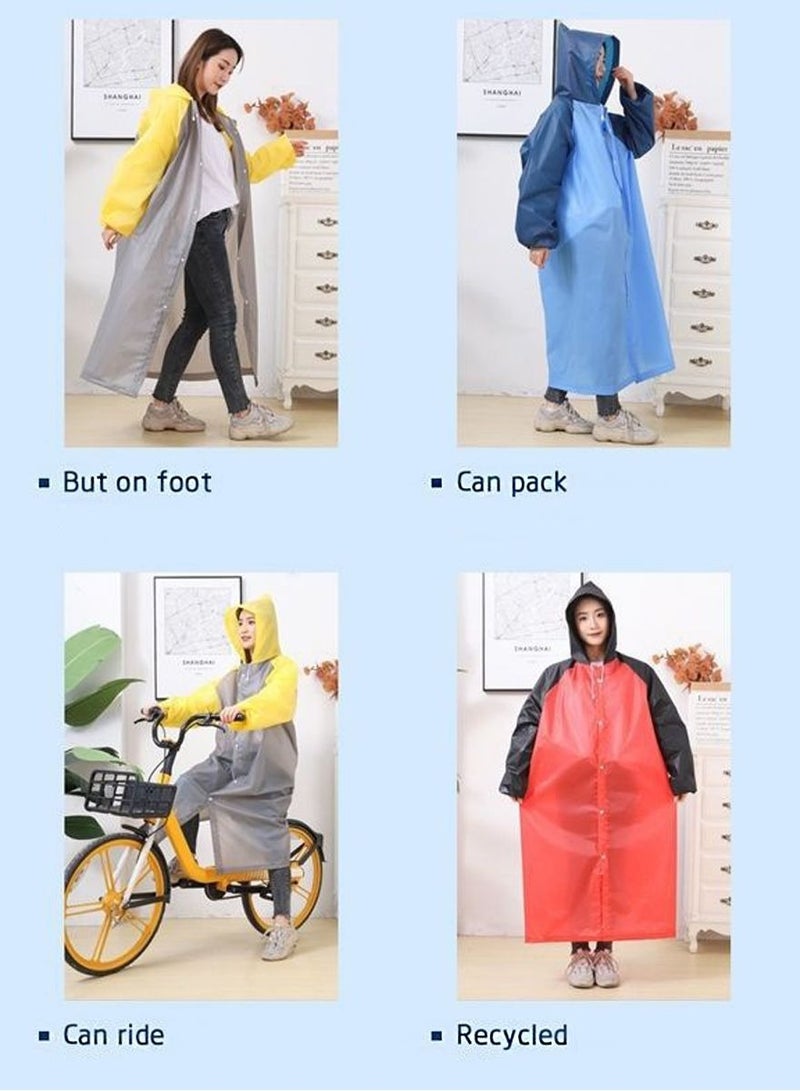 Rain Ponchos Raincoat for Adults Reusable   Fashion Hooded Waterproof Rain Poncho EVA Rain coat Jacket Long Rain Cape for Outdoor for Men Women - Image 4