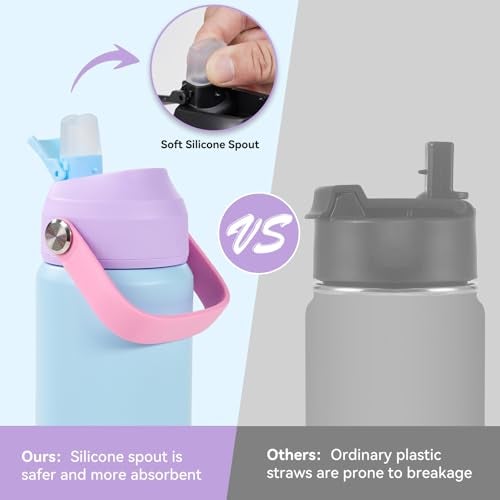 Fijinhom 18oz Insulated Stainless Steel Water Bottle, Wide Mouth Double Wall Vacuum, Silicone Straw, Sweat & Leak Proof, BPA Free Insulated Water Flask for Travel, Keep Cold 24h Hot 12h, Light Purple - Image 4