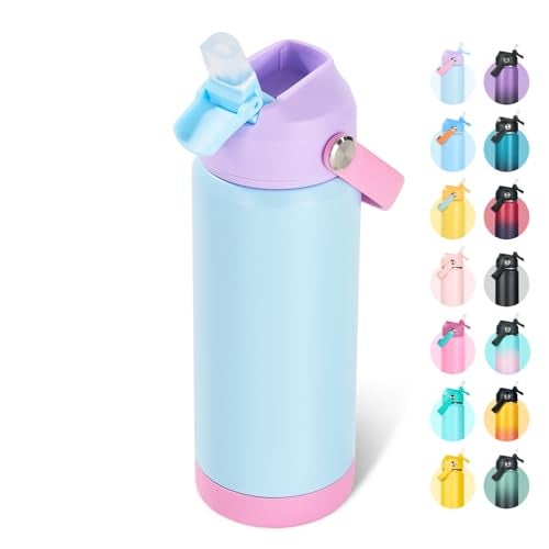 Fijinhom 18oz Insulated Stainless Steel Water Bottle, Wide Mouth Double Wall Vacuum, Silicone Straw, Sweat & Leak Proof, BPA Free Insulated Water Flask for Travel, Keep Cold 24h Hot 12h, Light Purple - Image 1