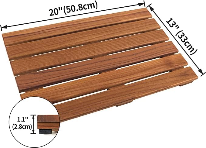 VaeFae Teak Shower Mat, Non-Slip Bath Mat, Luxury Spa Mat, Wooden Mat for Bathtub, 20 x 13 in - Image 3