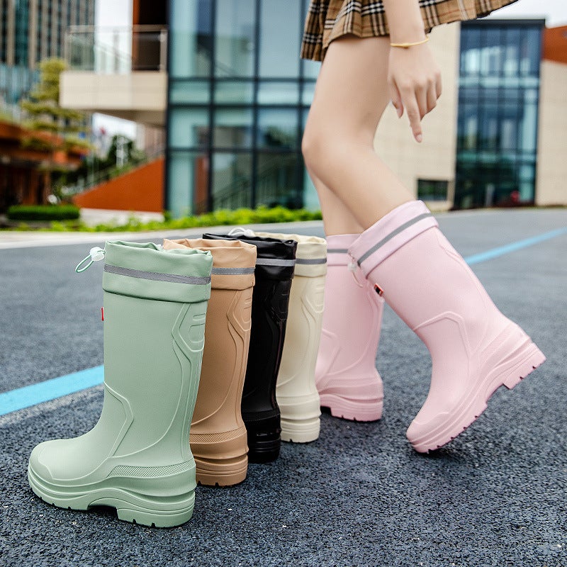 Non-Slip Rain Shoes Women'S Mid-Tube Stylish Water Shoes Fashionable Outdoor Fishing Rubber Shoes Women'S Camping Waterproof Girdle Rain Boots - Image 2