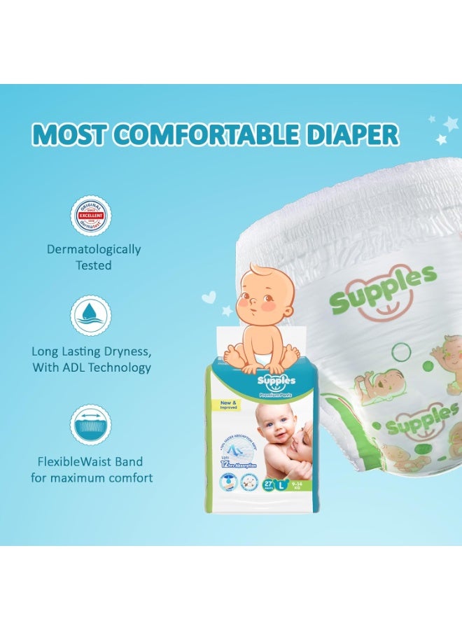Supples Premium Baby Diaper Pants | 7 Baby Diapers | Large | 9-14 Kg - Image 4