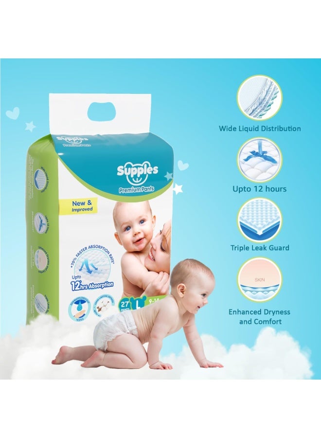 Supples Premium Baby Diaper Pants | 7 Baby Diapers | Large | 9-14 Kg - Image 3