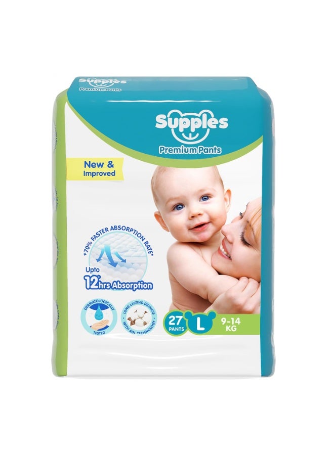 Supples Premium Baby Diaper Pants | 7 Baby Diapers | Large | 9-14 Kg - Image 1