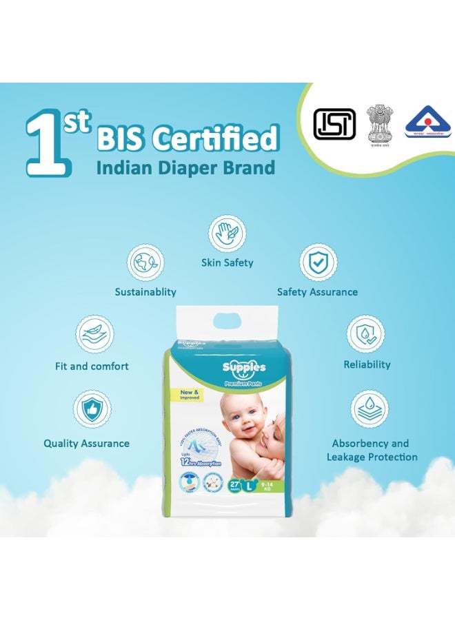 Supples Premium Baby Diaper Pants | 7 Baby Diapers | Large | 9-14 Kg - Image 5