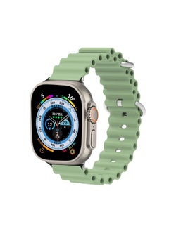 Replacement Strap Ocean Silicone Metal Head Watch Band For Apple Watch Ultra 49mm&Watch Ultra 2 49mm / Series 9&8&7 45mm / SE 3&SE 2&6&SE&5&4 44mm / 3&2&1 42mm Light Geen