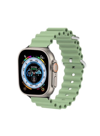 Replacement Strap Ocean Silicone Metal Head Watch Band For Apple Watch Ultra 49mm&Watch Ultra 2 49mm / Series 9&8&7 45mm / SE 3&SE 2&6&SE&5&4 44mm / 3&2&1 42mm Light Geen - pzsku/Z58FB16CA52B32C745446Z/45/_/1714875592/f99b23fe-8498-4a94-9bf5-5371a93df1b6