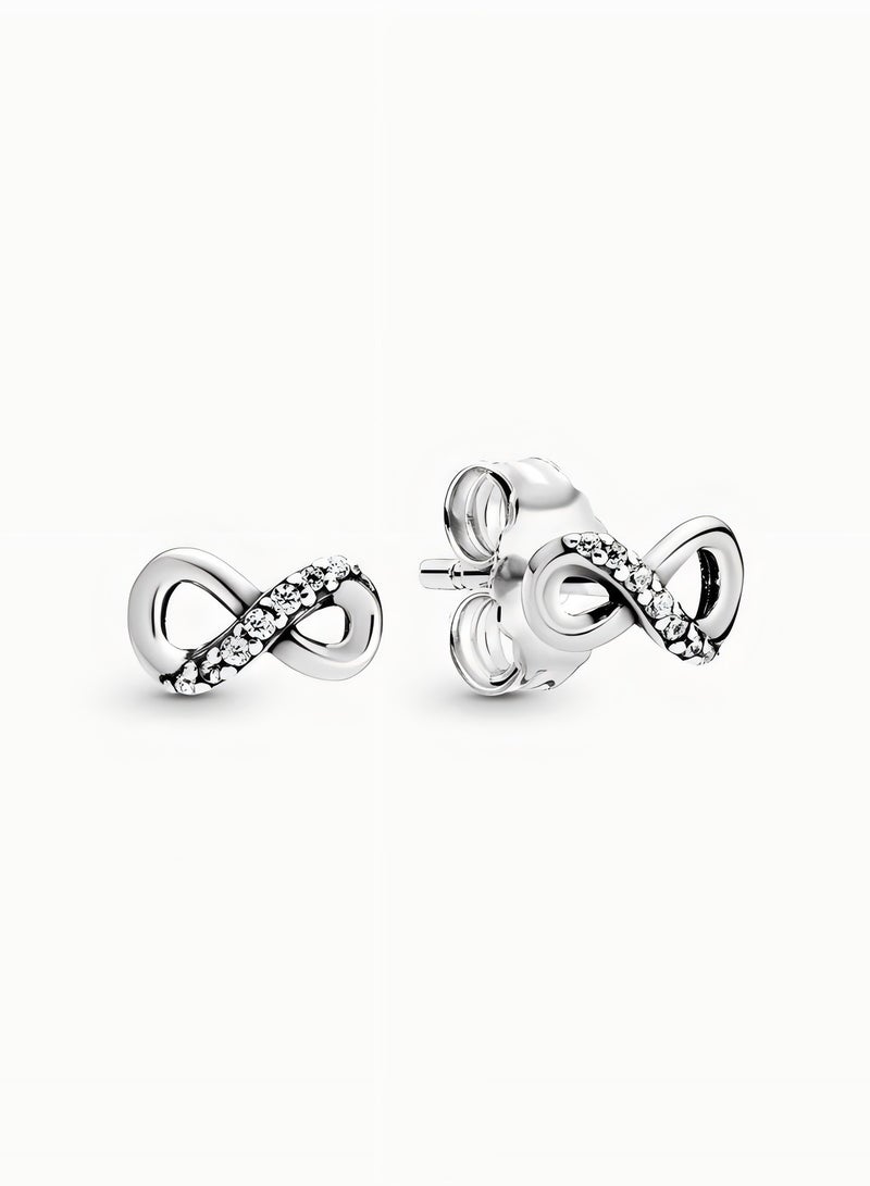 Pan Home Women's Silver Sparkling Wireless Stud Earrings - Image 1