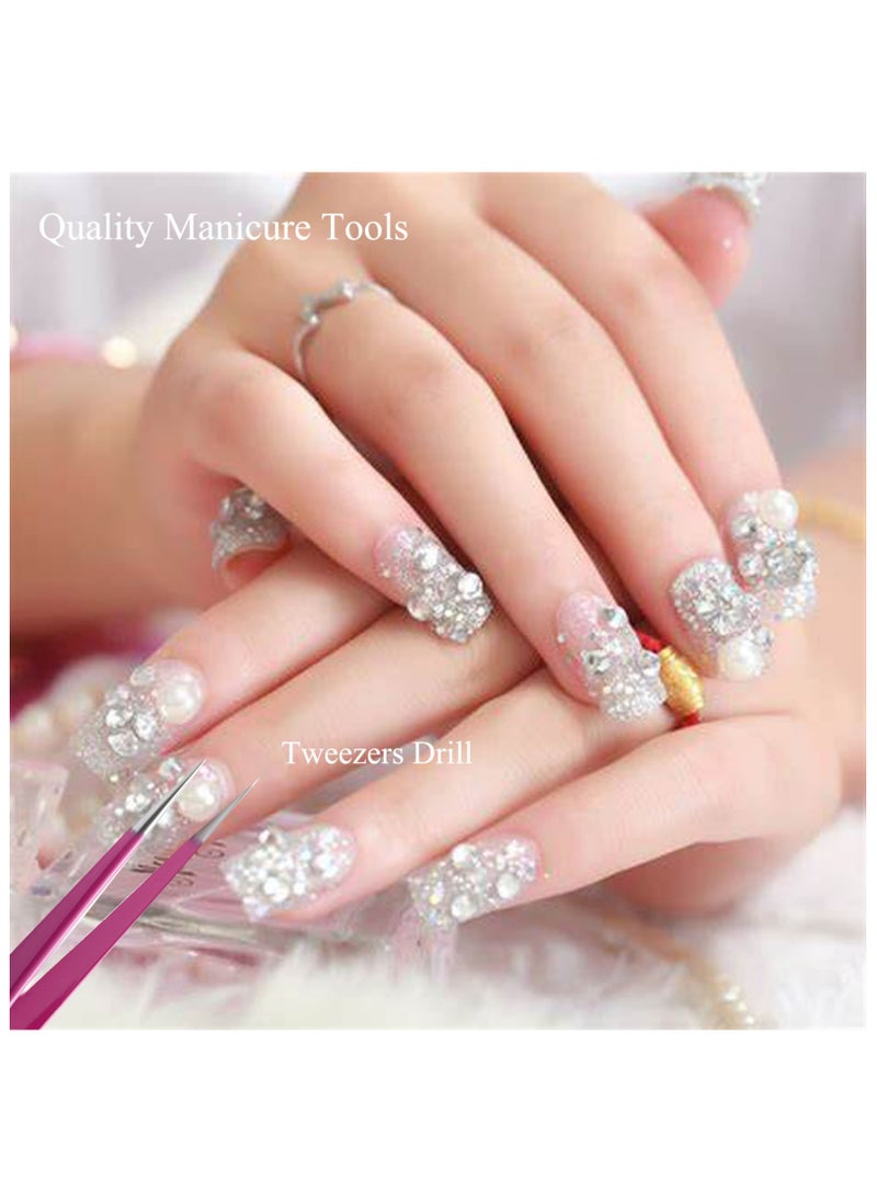 Miss Gooey Art Tweezers 2 Pcs Stainless Steel Curved Tip Tweezers Nippers For Precision Nail Art Sticker Rhinestone, Nail Art Sticker Diy Tool,Eyelash Extensions,Picker Acrylic Gel Diy Art,Pink  - Image 2