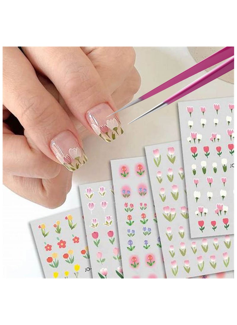 Miss Gooey Art Tweezers 2 Pcs Stainless Steel Curved Tip Tweezers Nippers For Precision Nail Art Sticker Rhinestone, Nail Art Sticker Diy Tool,Eyelash Extensions,Picker Acrylic Gel Diy Art,Pink  - Image 5