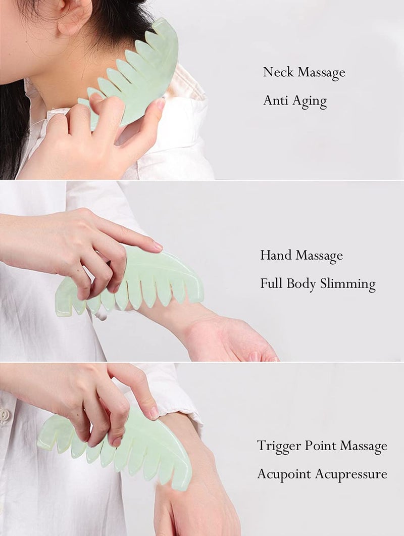 LEOSENSE Scalp Massage Comb, Scalp Massager for Hair Growth, Head Scratcher for Itchy Scalp, Natural Gua Sha Jade Stone, Acupressure Meridian Brush - Image 3