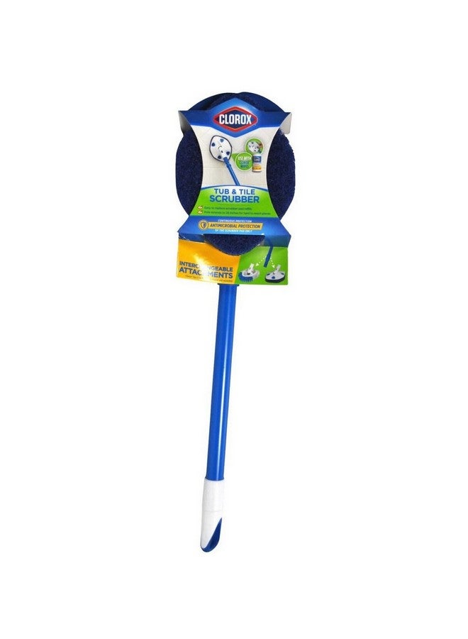 Clorox Antimicrobial Protection Extendable Tub and Tile Scrubber Blue and White 28 Inch 620087 - Image 1