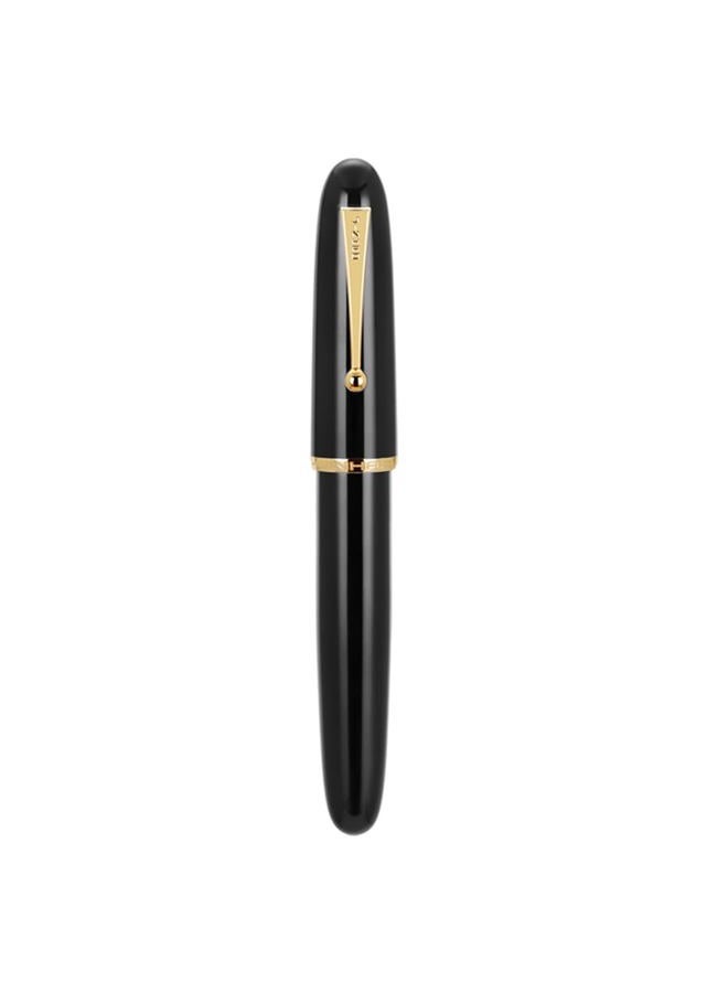 Lanxivi Jinhao 9019 Fountain Pen Dadao Series Black Acrylic Gold Trim #8 Medium Nib with Large Converter for Writing, Signature and Calligraphy - Image 1