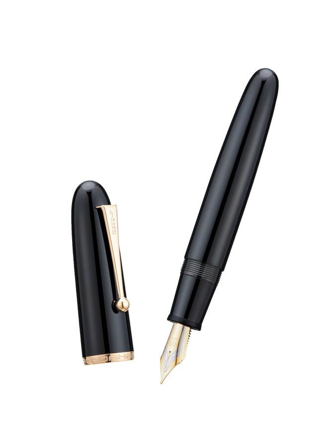 Lanxivi Jinhao 9019 Fountain Pen Dadao Series Black Acrylic Gold Trim #8 Medium Nib with Large Converter for Writing, Signature and Calligraphy - Image 5