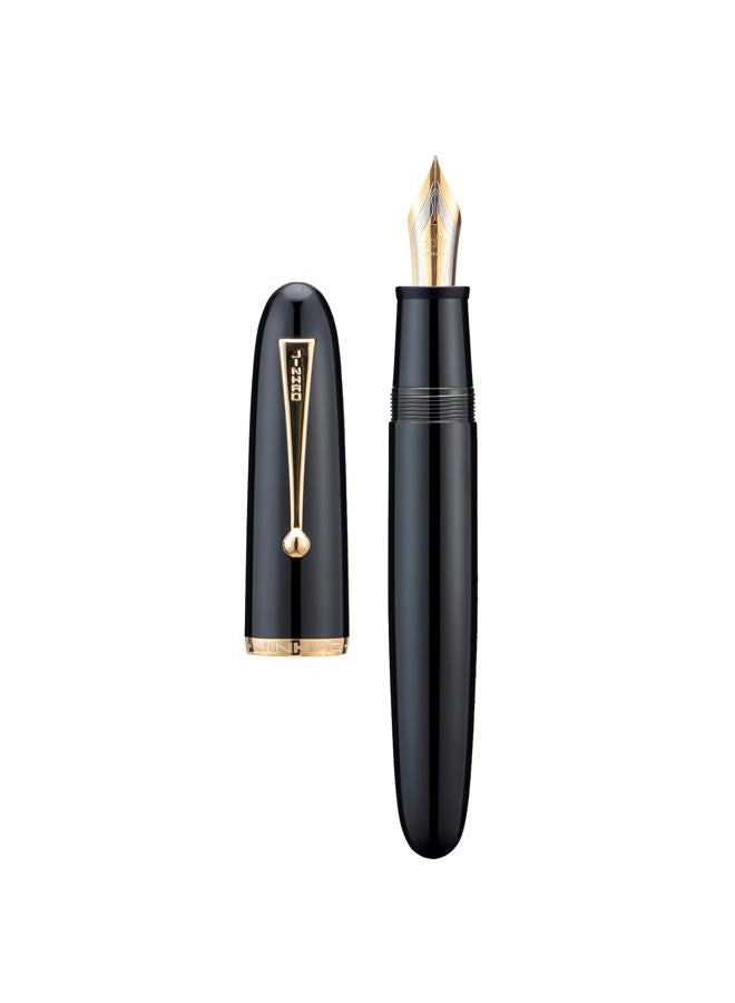 Lanxivi Jinhao 9019 Fountain Pen Dadao Series Black Acrylic Gold Trim #8 Medium Nib with Large Converter for Writing, Signature and Calligraphy - Image 3