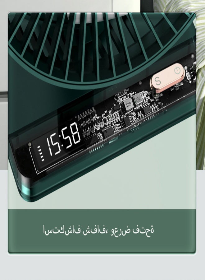 إسكدنيا مروحة طاولة متذبذبة محمولة ، مروحة USB قابلة لإعادة الشحن تعمل بالبطارية ، أربع سرعات ، عمر بطارية 24 ساعة ، شاشة LED ، ضوضاء أقل ، بطارية 3600 مللي أمبير - Image 4