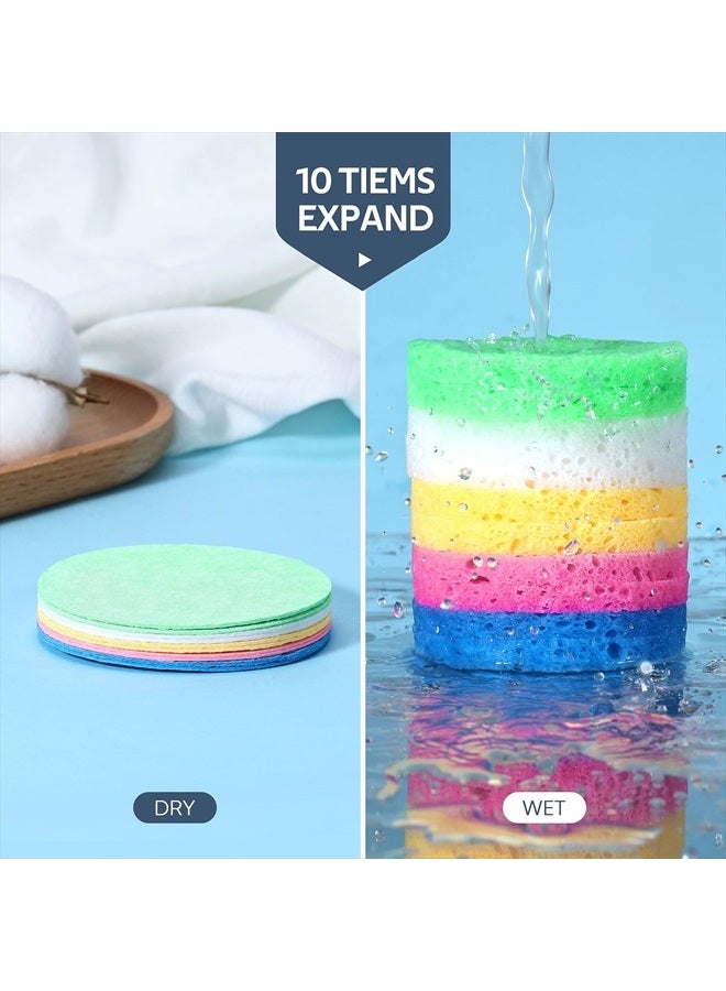 GAINWELL 50-Colored Natural Compressed Facial Sponges, for Facial Cleansing, Reusable & Eco-Friendly, 50 PCS - Image 4