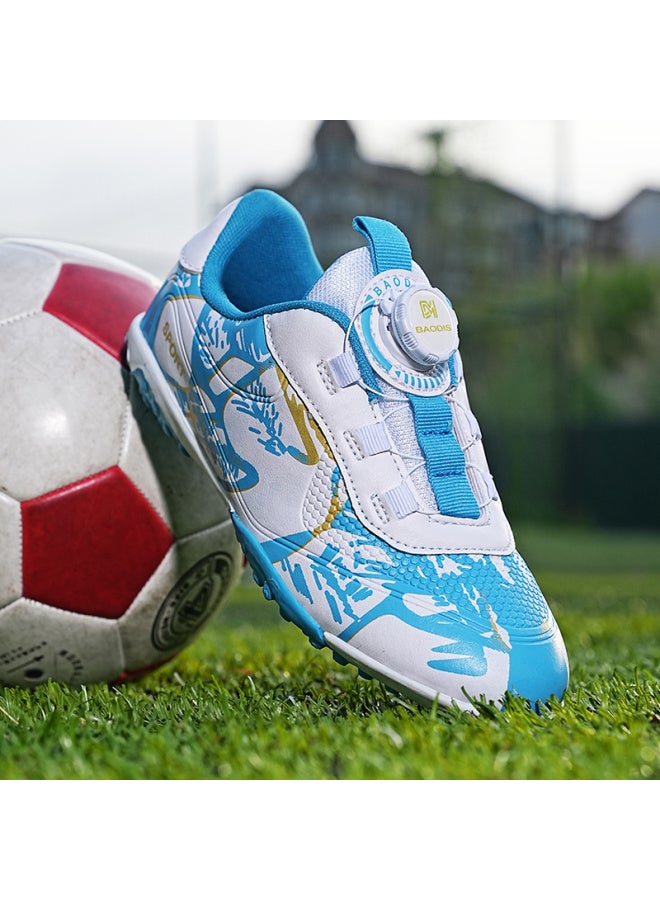 X306 Broken Nail White Moon New Football Shoes Children's Rotating Buckle Pupils Boys Girls Falcon Tf Broken Nail Short Nail Ag Spike Competition Training