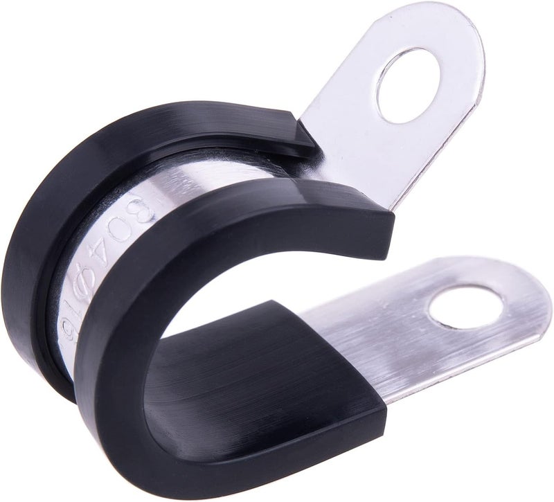 HOLYBEAR 5/8 Inch Stainless Steel Cable Clamp, Rubber Insulated Metal Conduit Wire Holder Strap Clips for Pipe, Tube, Hose Bracket (16mm, 20pcs) - Image 1